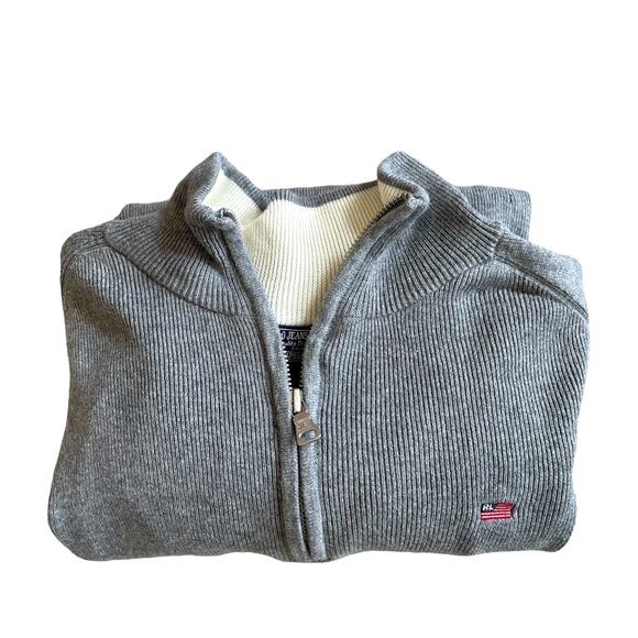 Polo RALPH LAUREN Women's Quarter Zip Pullover Sweater Grey Ribbed Size Large - Picture 1 of 15